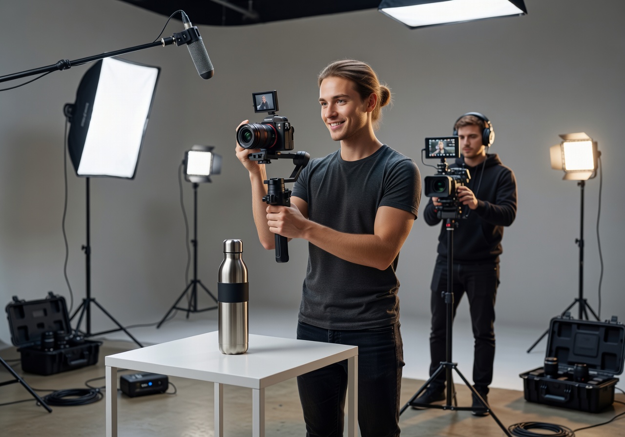 Creator filming sponsored content in studio