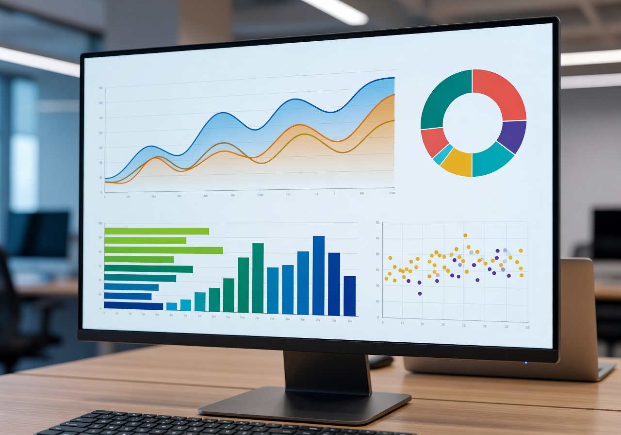 Digital marketing analytics dashboard with charts