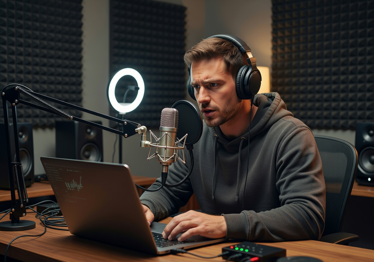 Podcaster recording streaming content