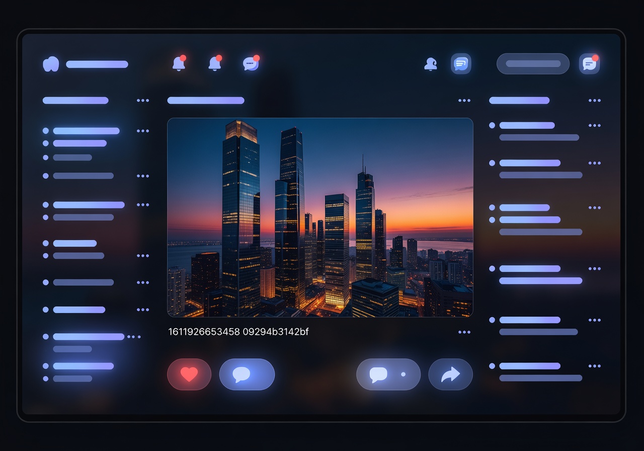 Social media news interface with notifications
