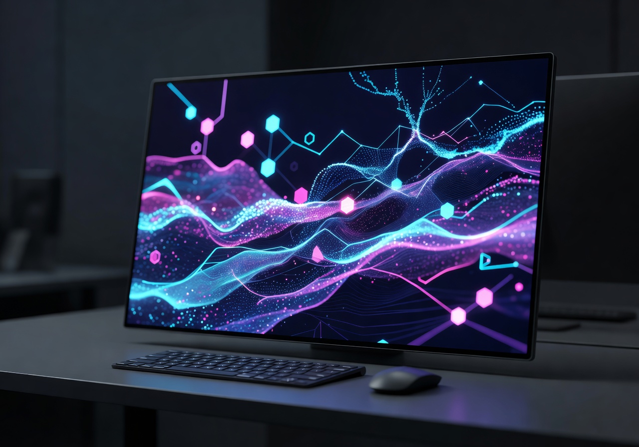 Social media trends visualization on screen